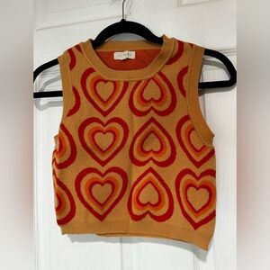 La Hearts Vibrant Orange and Red Heart Sweater